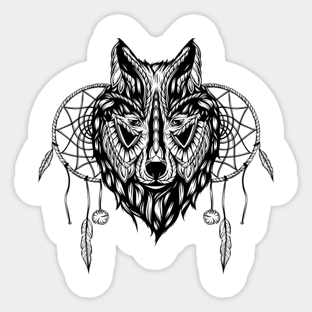 Wolf Dream Catcher Sticker by AnimalAddict